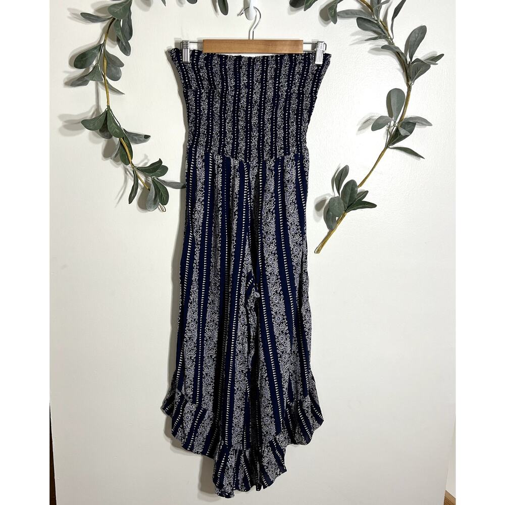 Angie Blue & White Strapless Jumpsuit LAST CALL